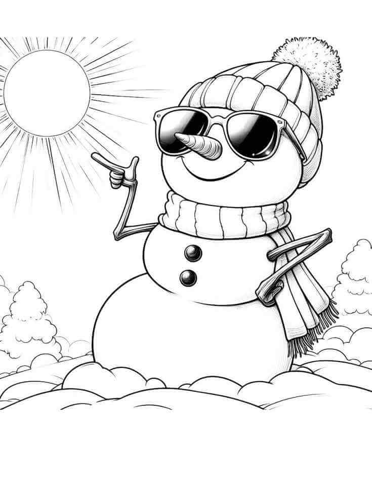 Desenho de Boneco de Neve para imprimir