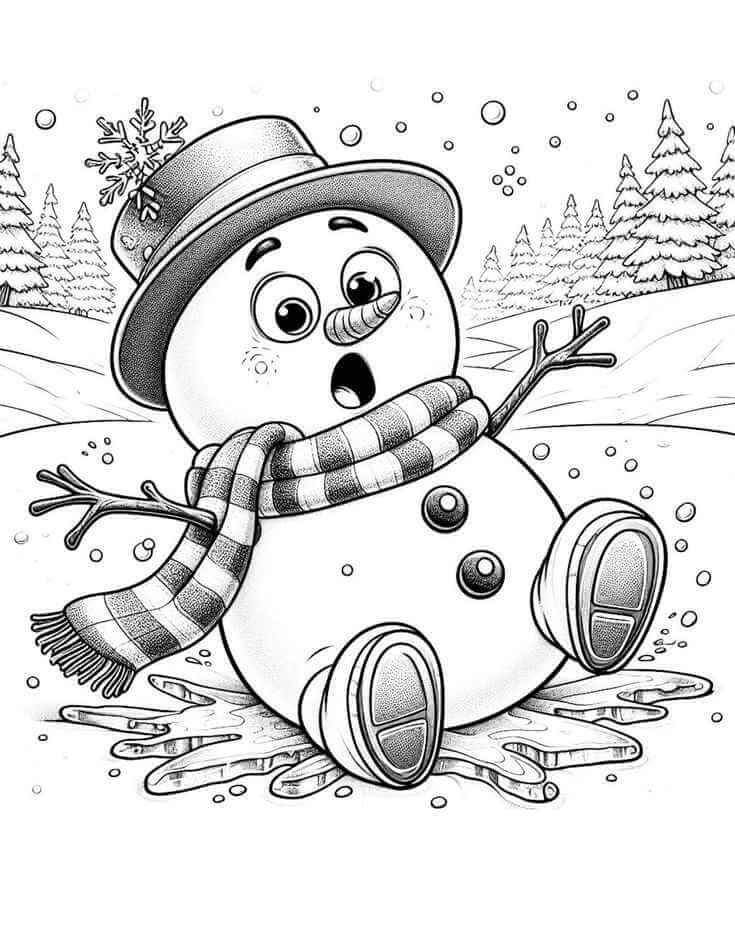 Desenho de Boneco de Neve para imprimir