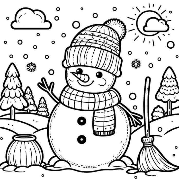 Desenho de Boneco de Neve para imprimir