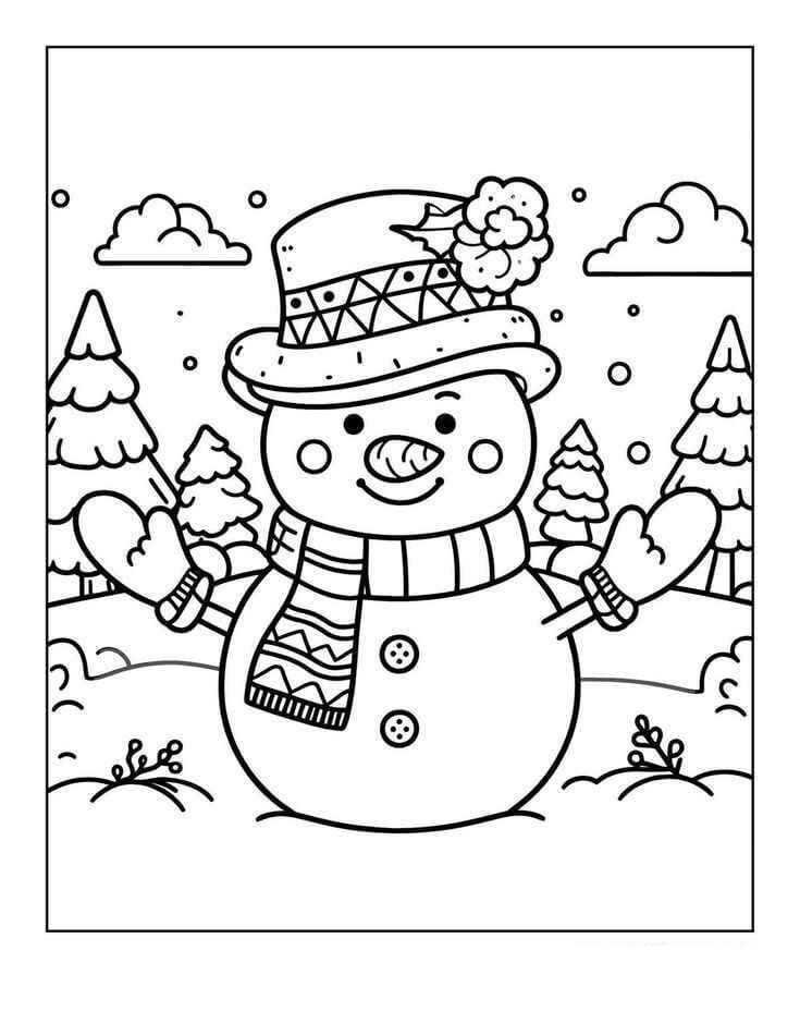 Desenho de Boneco de Neve para imprimir
