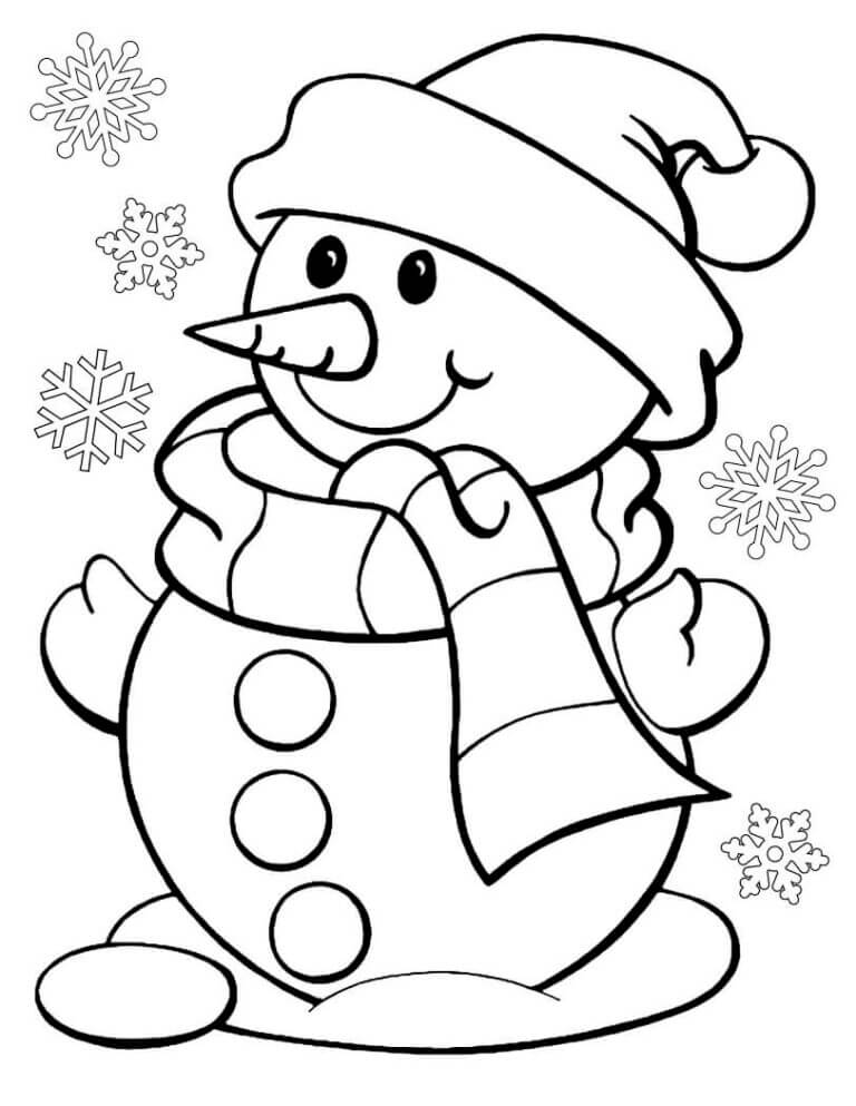 Desenho de Boneco de Neve para imprimir