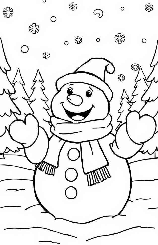 Desenho de Boneco de Neve para imprimir