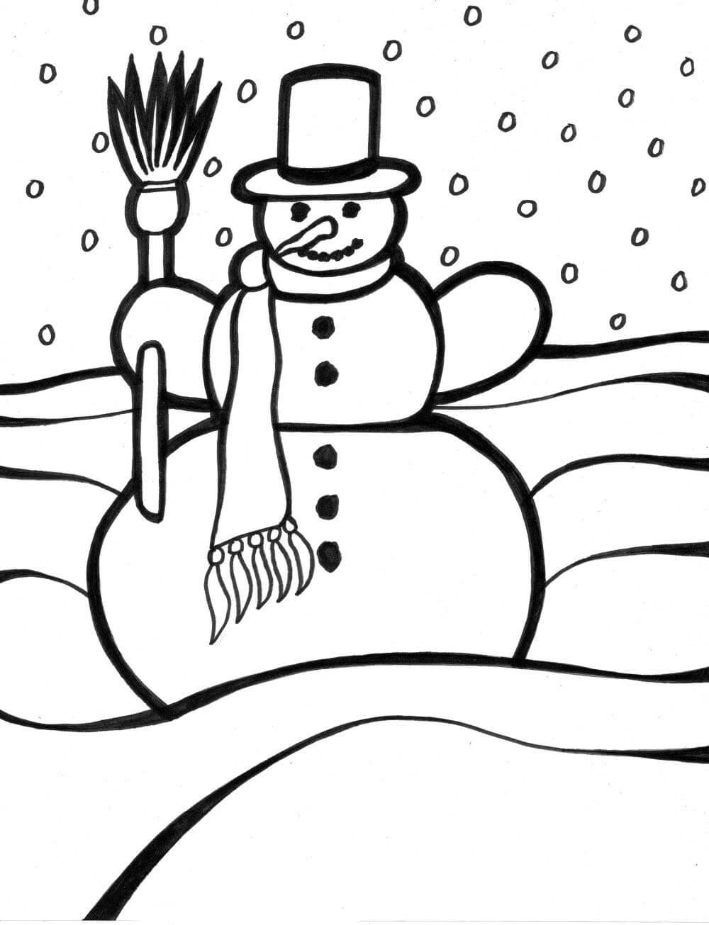 Desenho de Boneco de Neve para imprimir