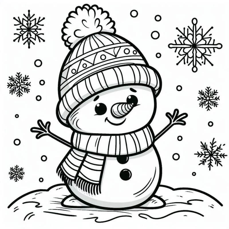 Desenho de Boneco de Neve para imprimir