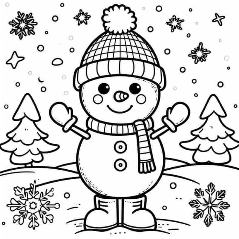 Desenho de Boneco de Neve para imprimir