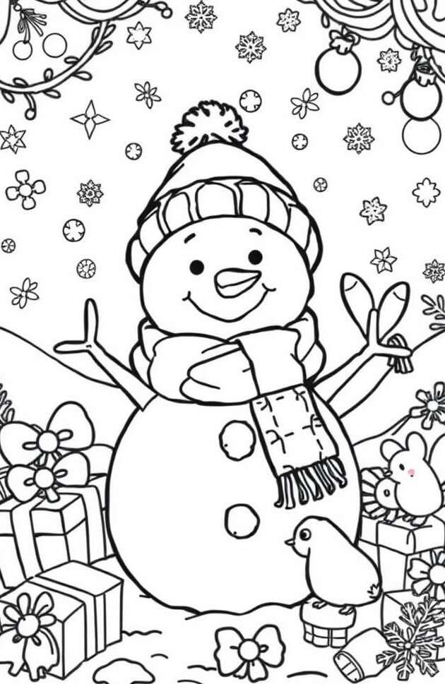 Desenho de Boneco de Neve para imprimir