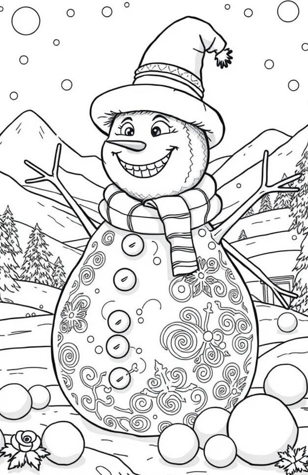 Desenho de Boneco de Neve para imprimir