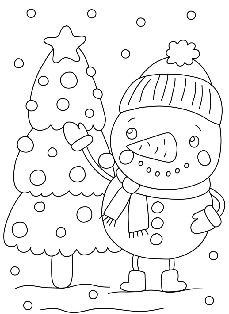 Desenho de Boneco de Neve para imprimir