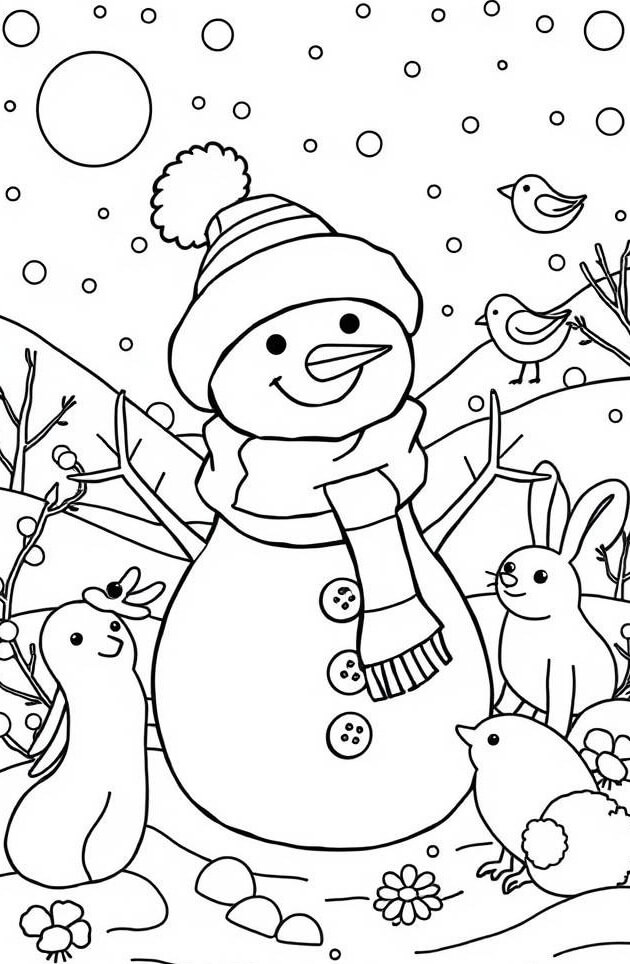 Desenho de Boneco de Neve para imprimir