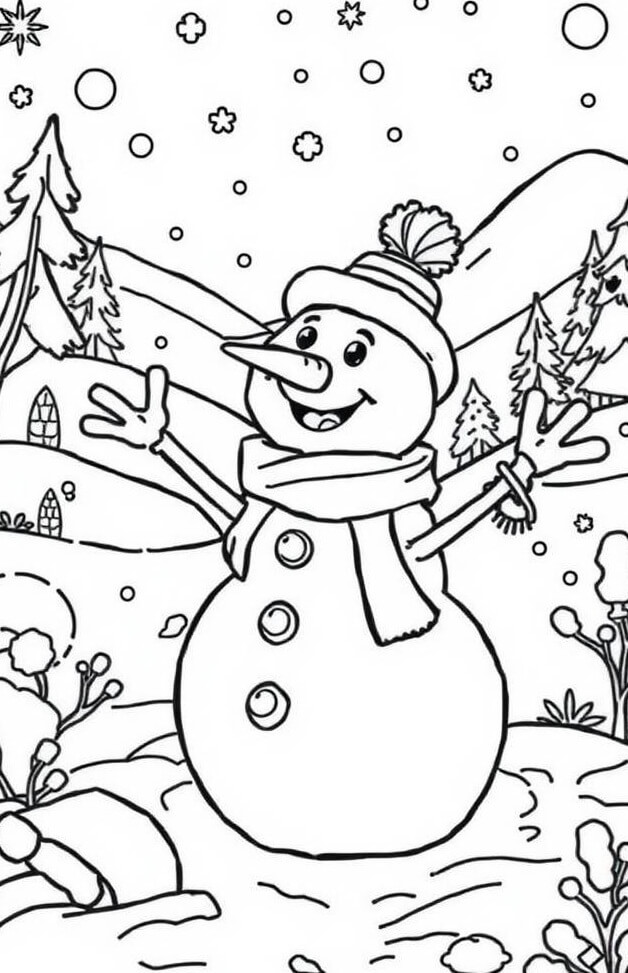 Desenho de Boneco de Neve para imprimir