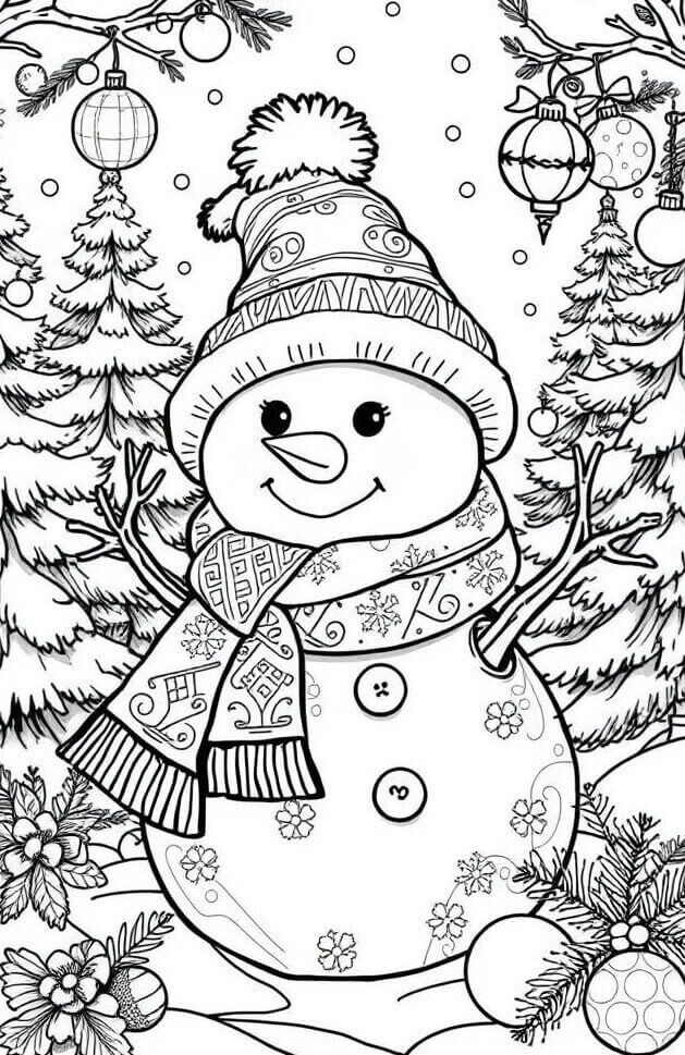 Desenho de Boneco de Neve para imprimir