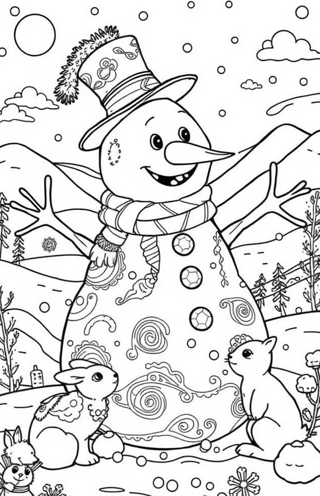 Desenho de Boneco de Neve para imprimir