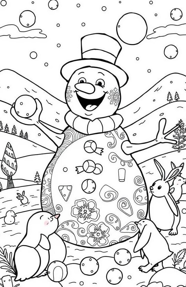 Desenho de Boneco de Neve para imprimir