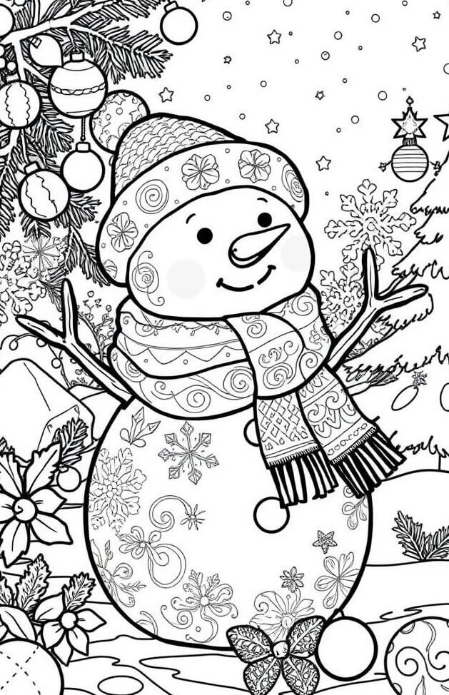 Desenho de Boneco de Neve para imprimir