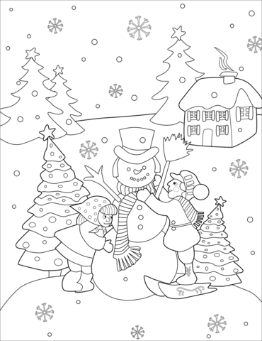 Desenho de Boneco de Neve para imprimir