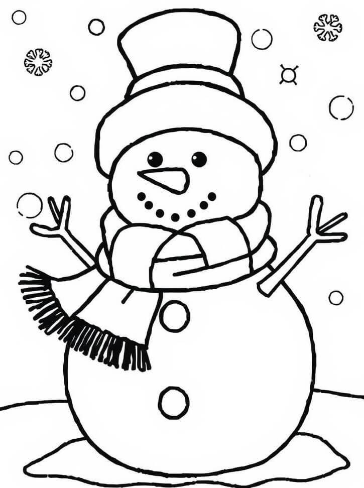 Desenho de Boneco de Neve para imprimir