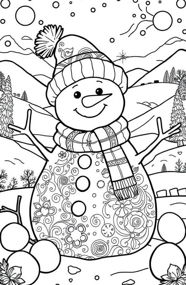 Desenho de Boneco de Neve para imprimir