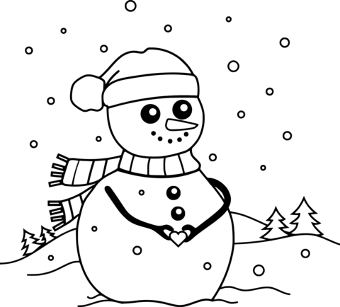 Desenho de Boneco de Neve para imprimir