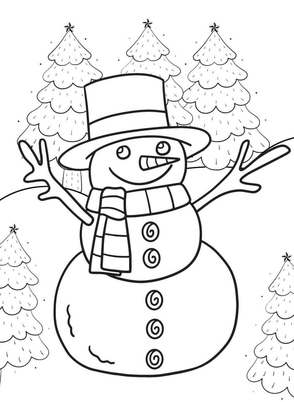 Desenho de Boneco de Neve para imprimir