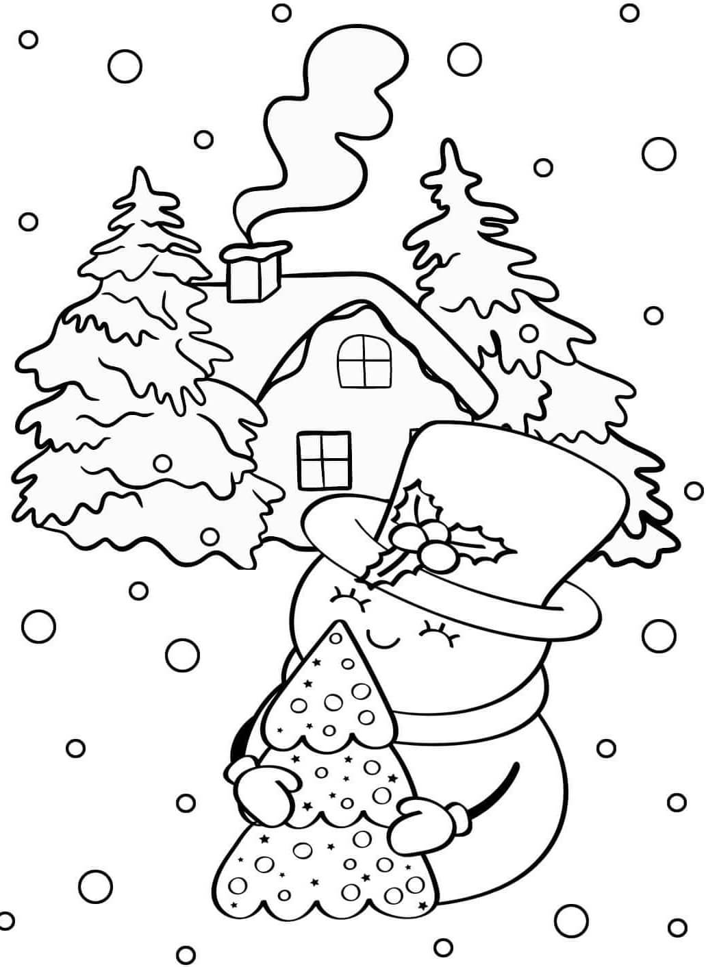 Desenho de Boneco de Neve para imprimir