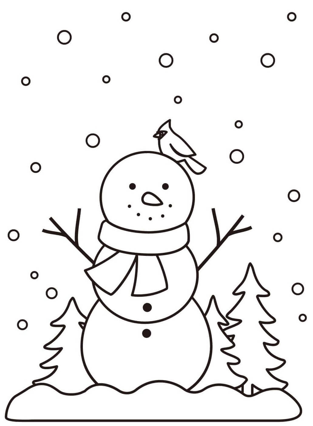 Desenho de Boneco de Neve para imprimir