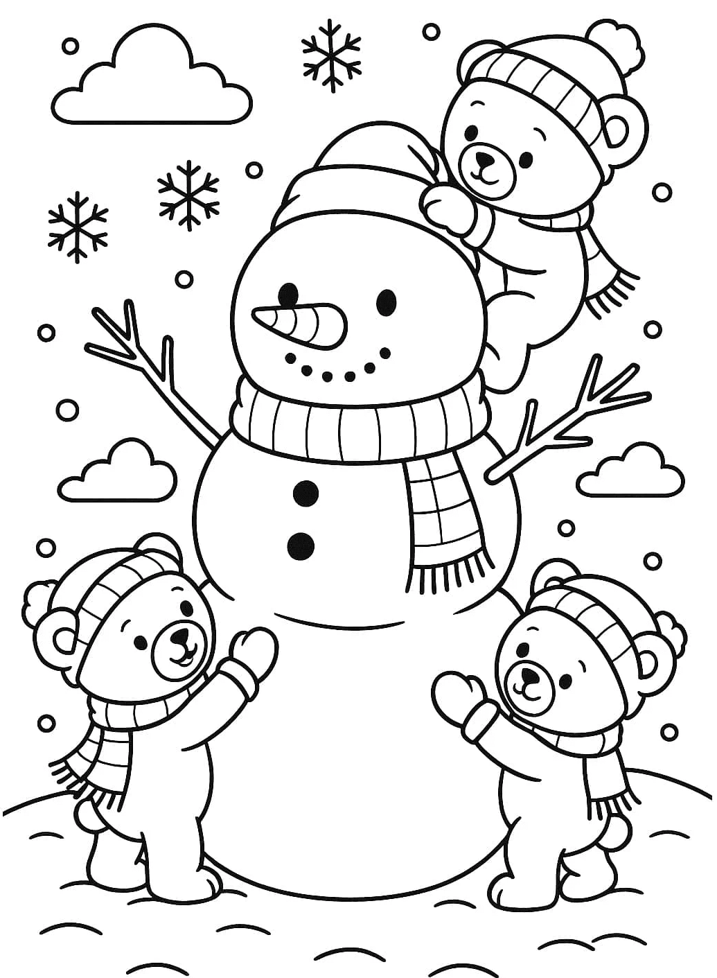 Desenho de Boneco de Neve para imprimir