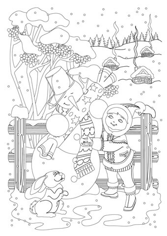 Desenho de Boneco de Neve para imprimir