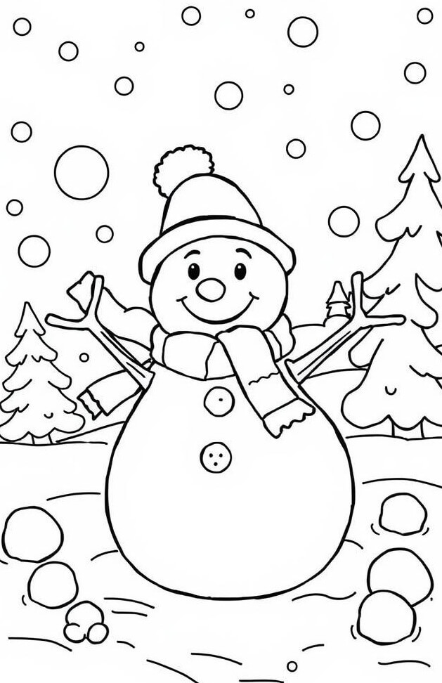 Desenho de Boneco de Neve para imprimir