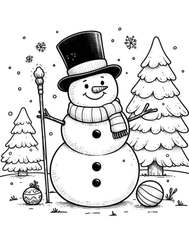 Desenho de Boneco de Neve para imprimir