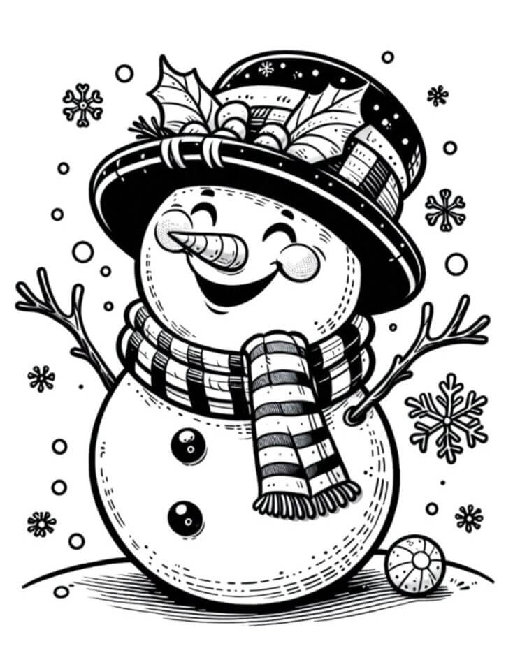 Desenho de Boneco de Neve para imprimir