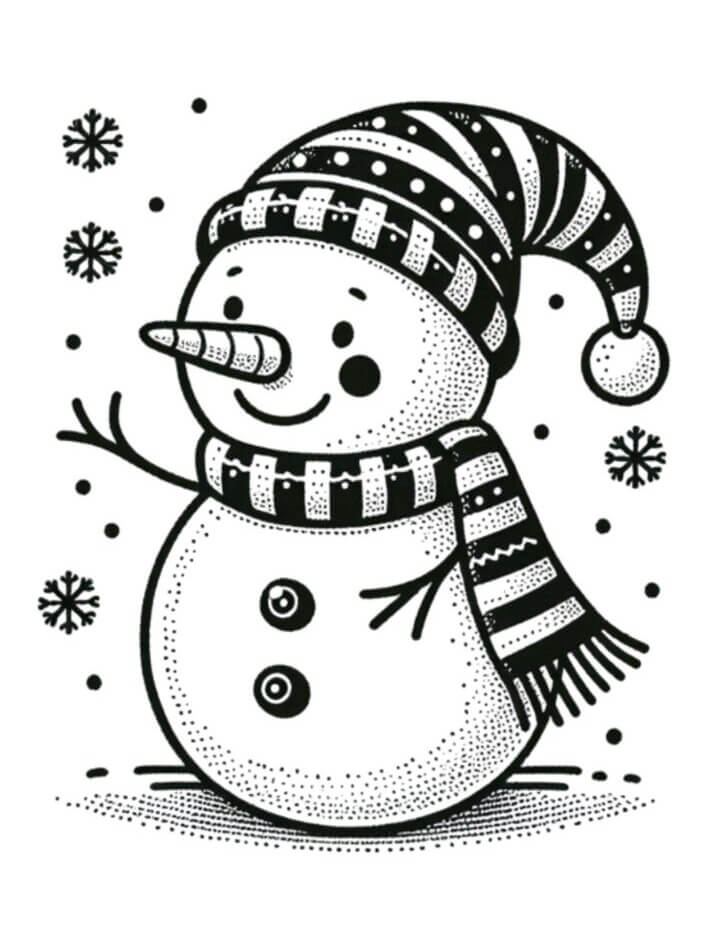 Desenho de Boneco de Neve para imprimir