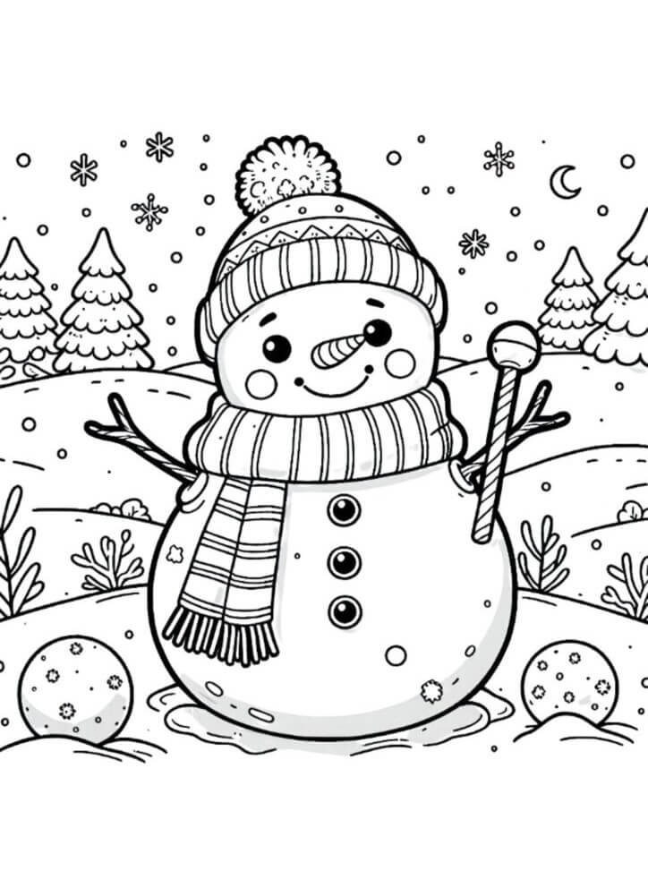 Desenho de Boneco de Neve para imprimir