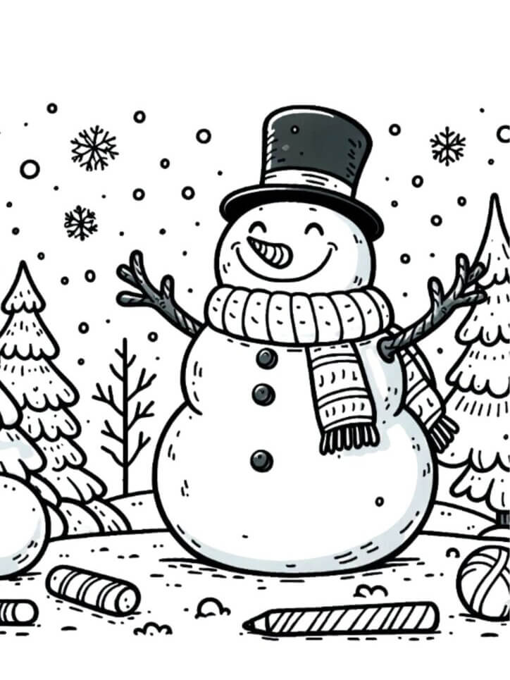 Desenho de Boneco de Neve para imprimir
