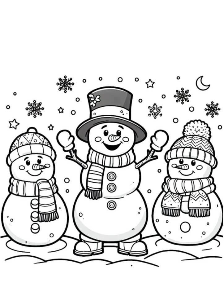 Desenho de Boneco de Neve para imprimir