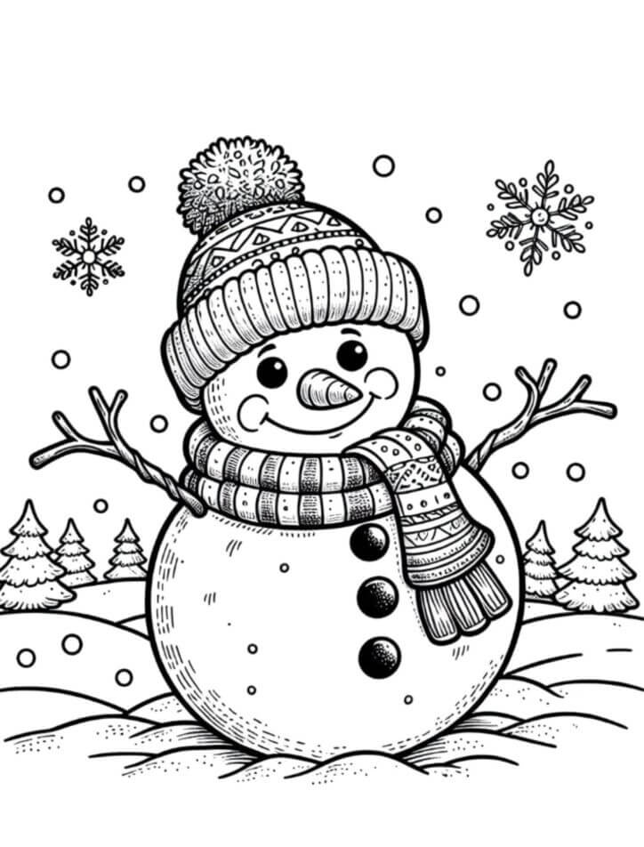 Desenho de Boneco de Neve para imprimir