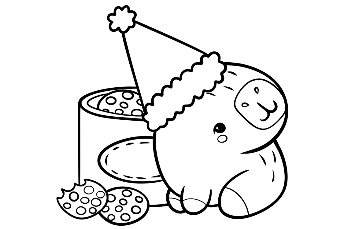 Desenho de Capivara de Natal para imprimir