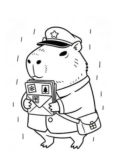 Desenho de Capivara de Natal para imprimir