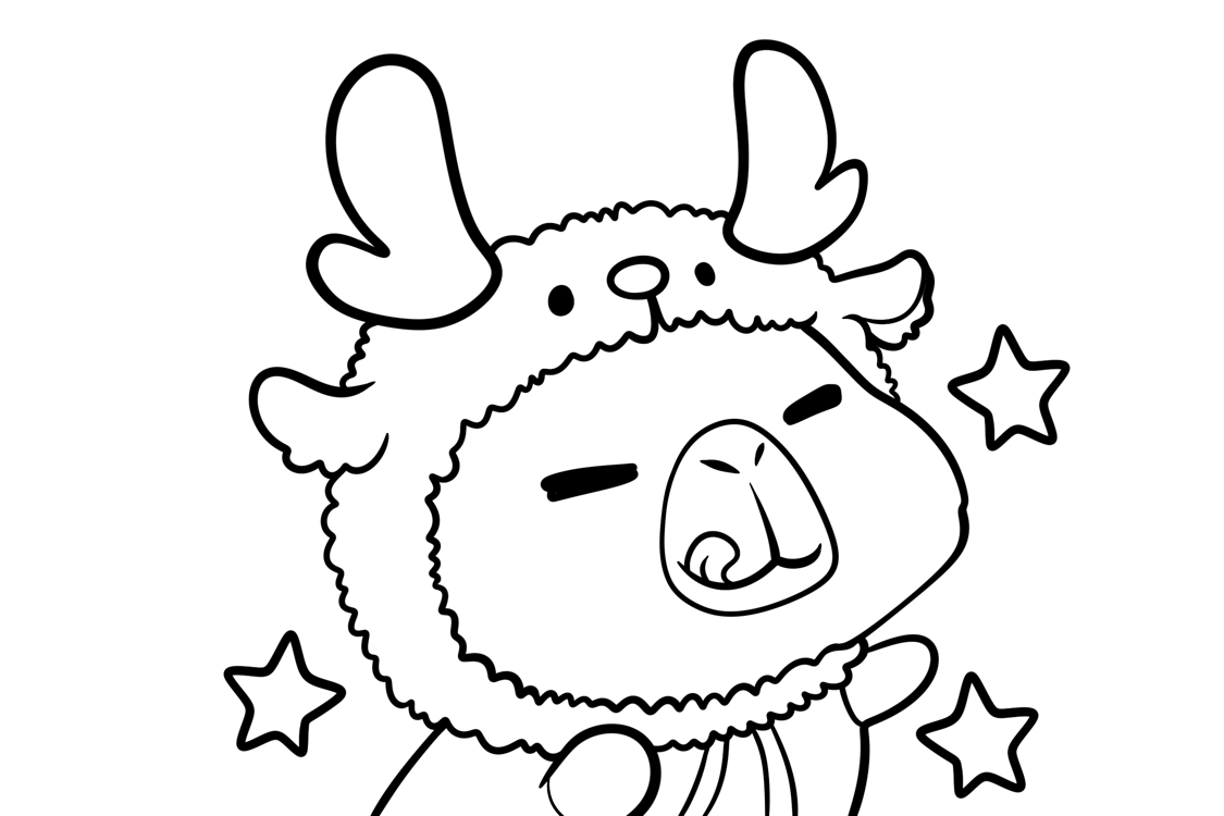 Desenho de Capivara de Natal para imprimir