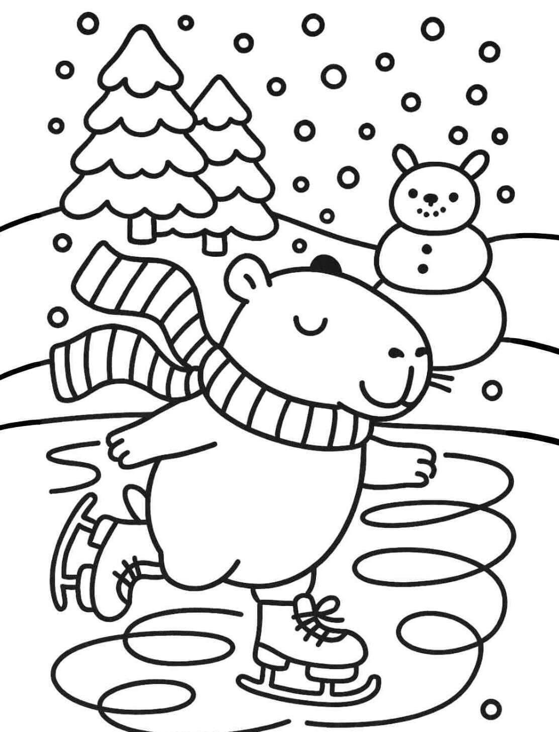 Desenho de Capivara de Natal para imprimir