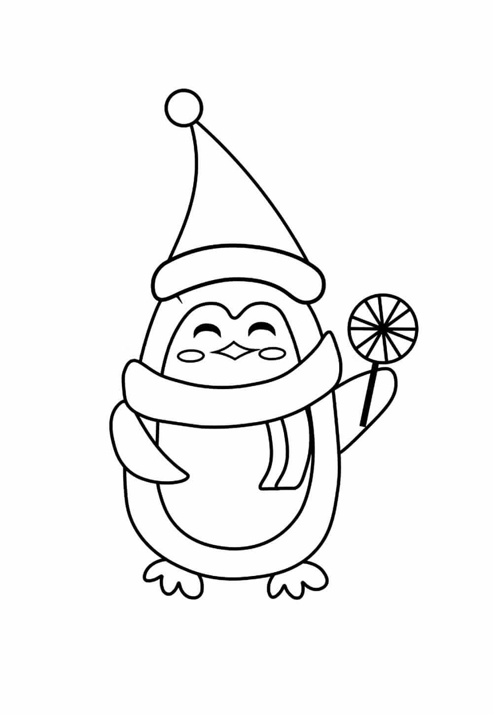 Desenho de Pinguins de Natal para imprimir