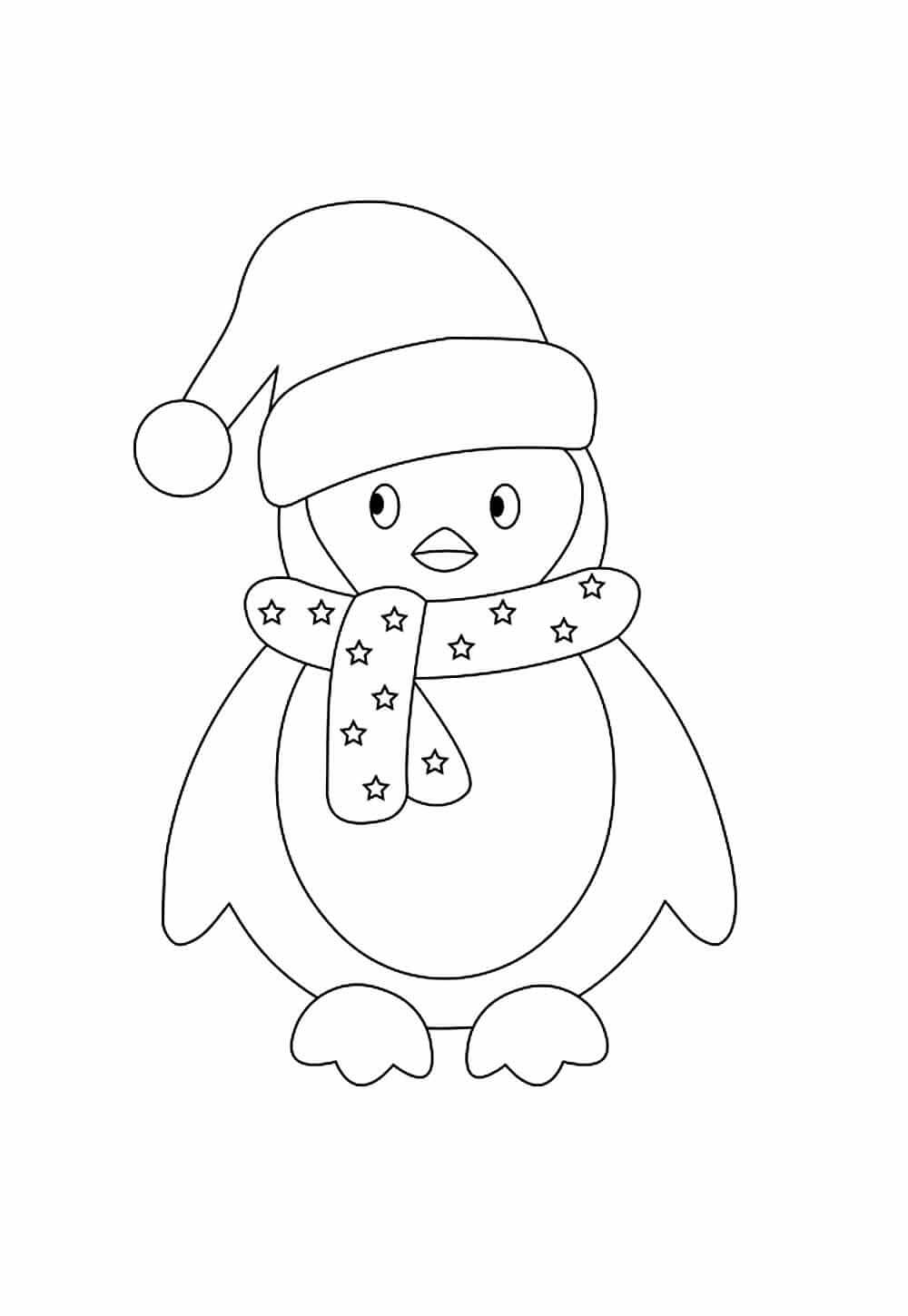 Desenho de Pinguins de Natal para imprimir