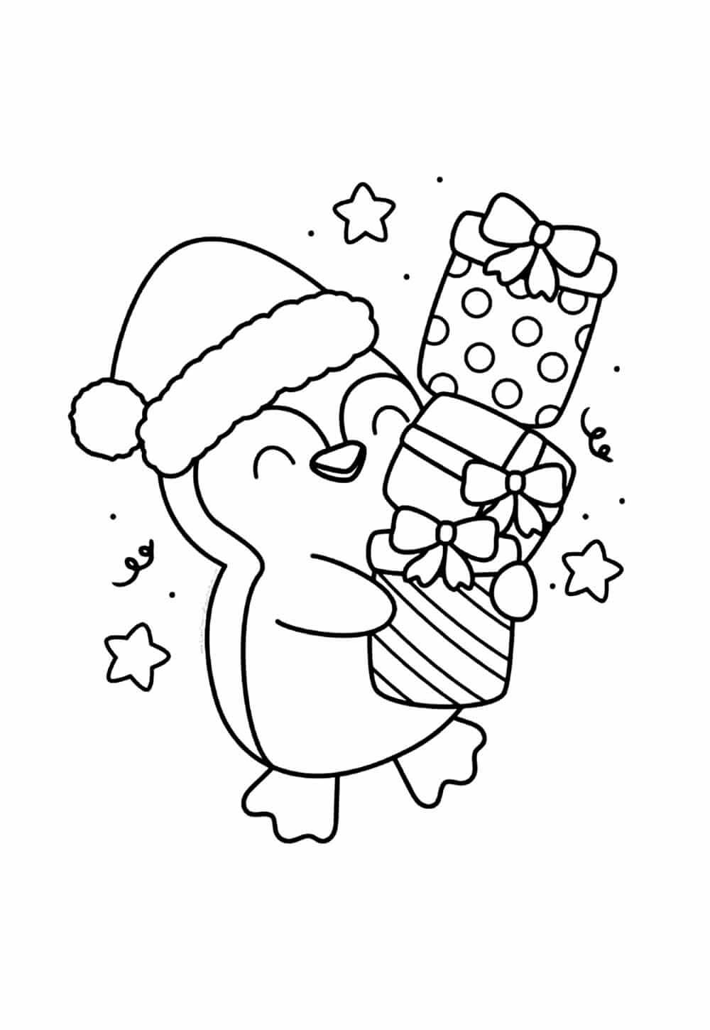 Desenho de Pinguins de Natal para imprimir