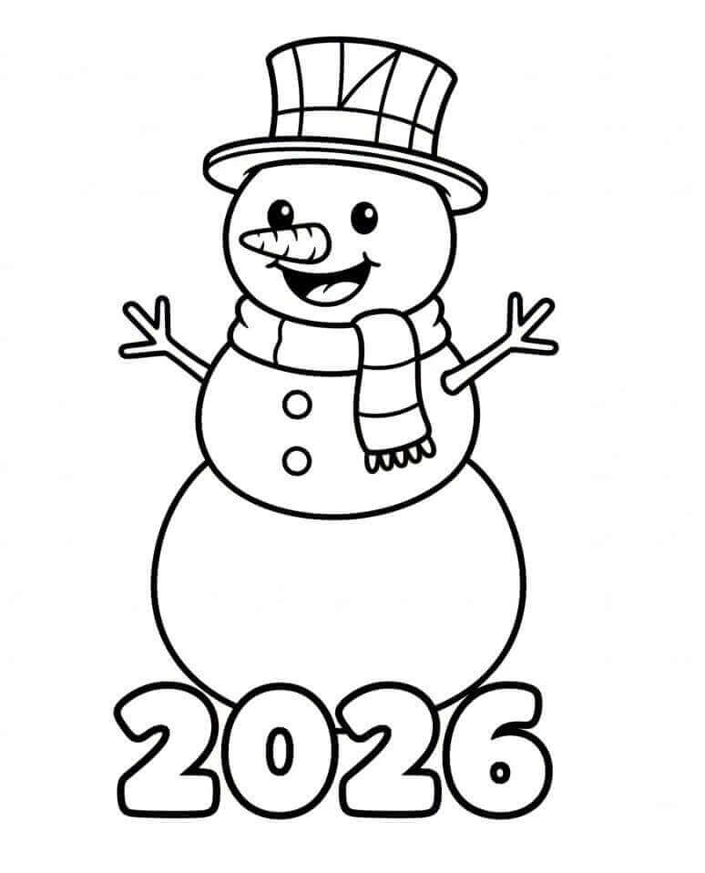 Desenho de Feliz Ano Novo 2026 para imprimir