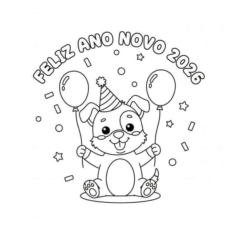 Desenho de Feliz Ano Novo 2026 para imprimir
