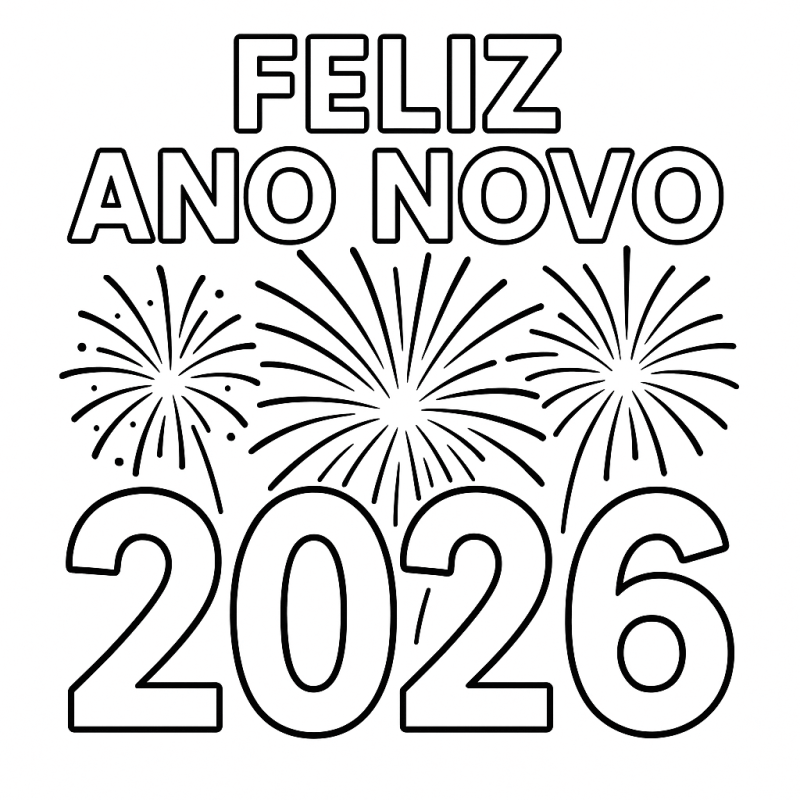 Desenho de Feliz Ano Novo 2026 para imprimir