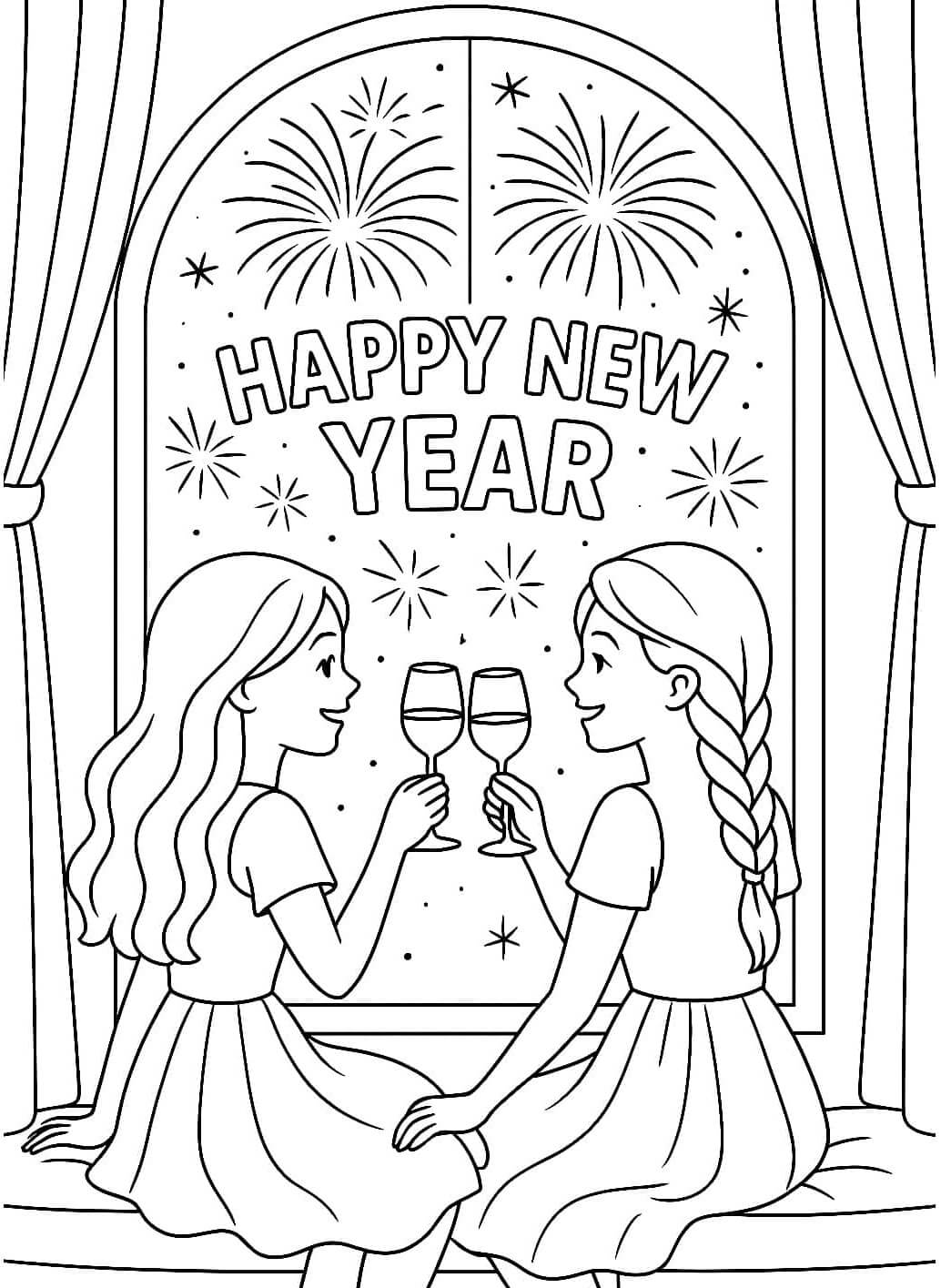 Desenho de Feliz Ano Novo 2026 para imprimir