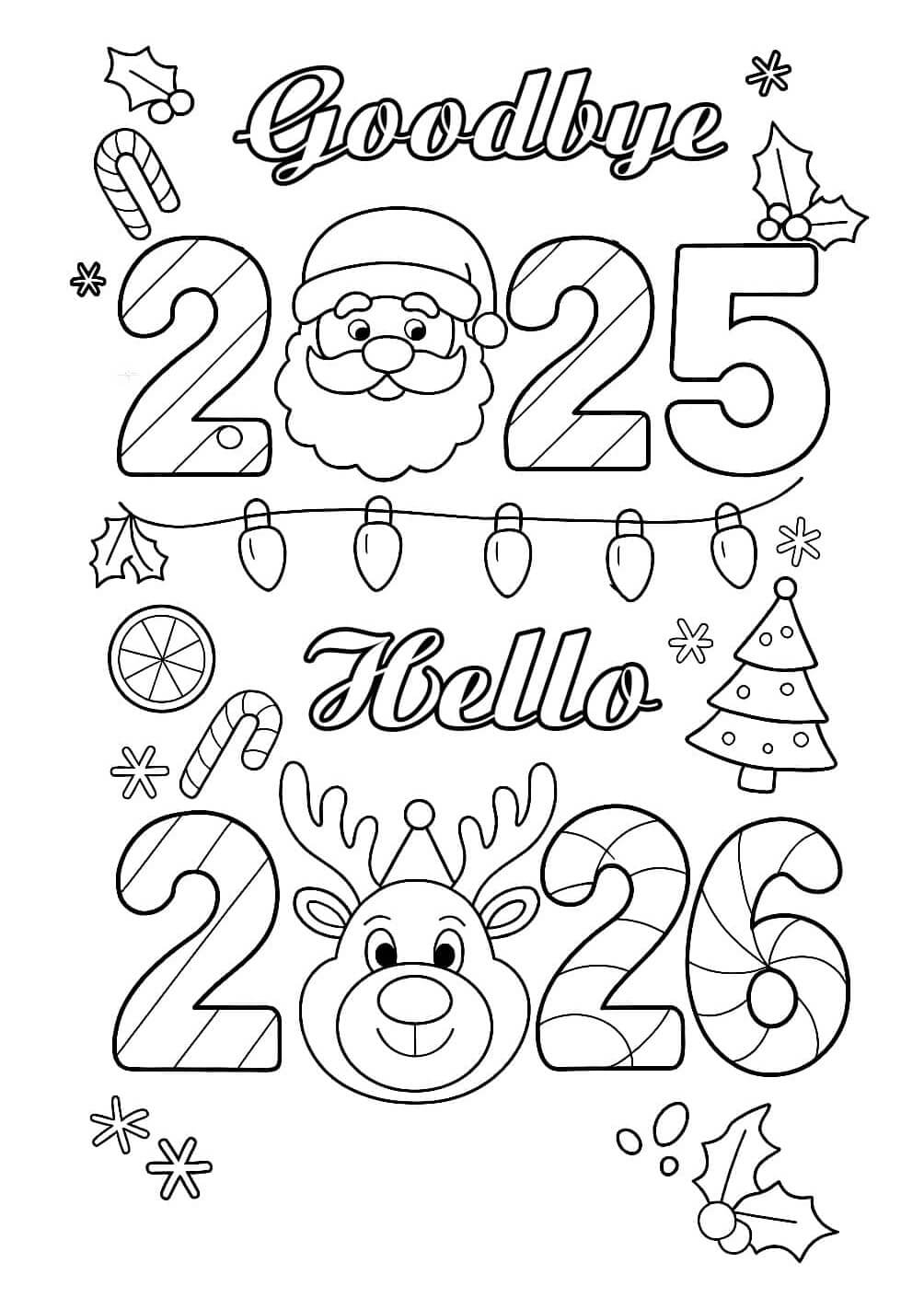 Desenho de Feliz Ano Novo 2026 para imprimir