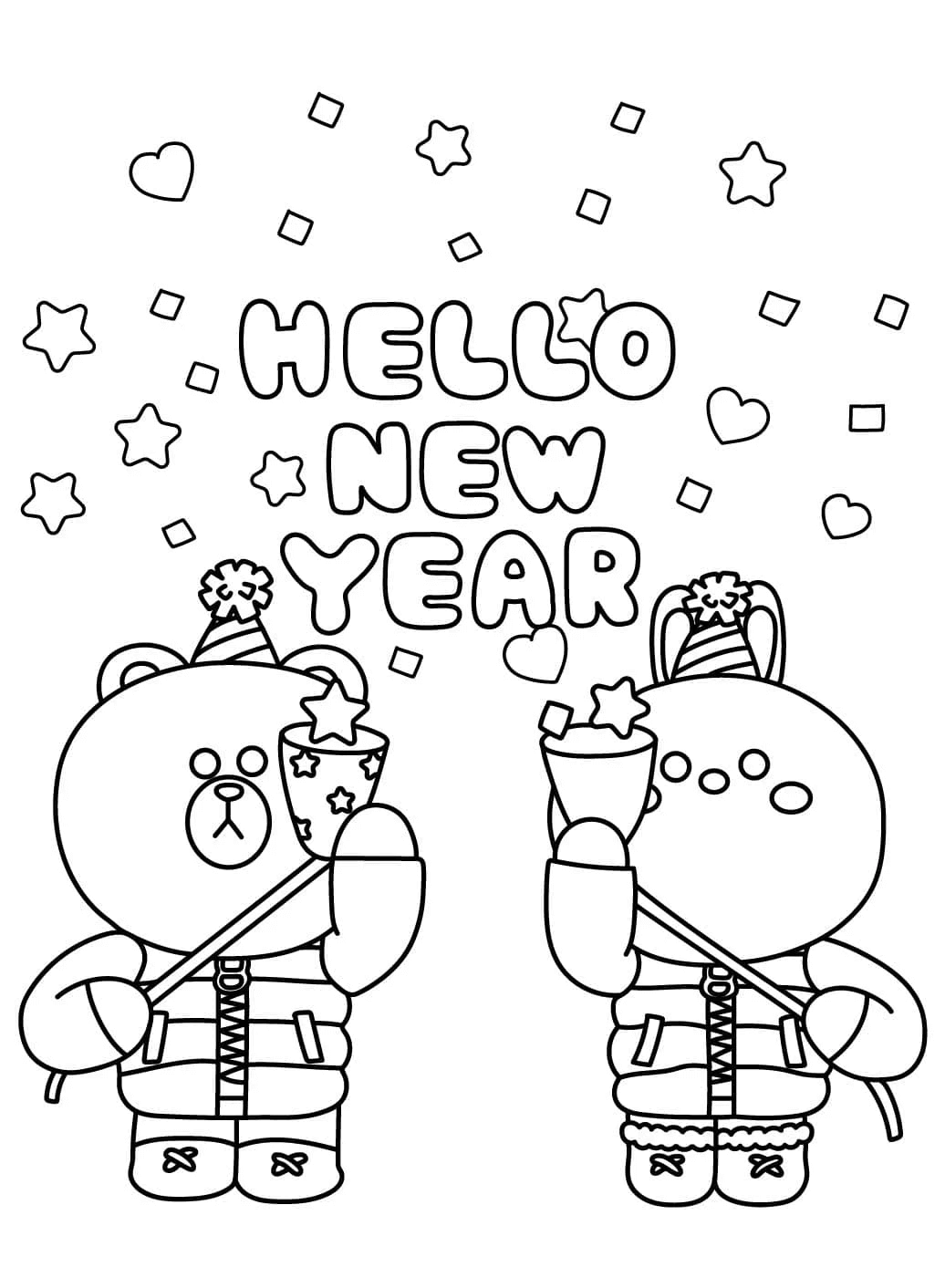 Desenho de Feliz Ano Novo 2026 para imprimir