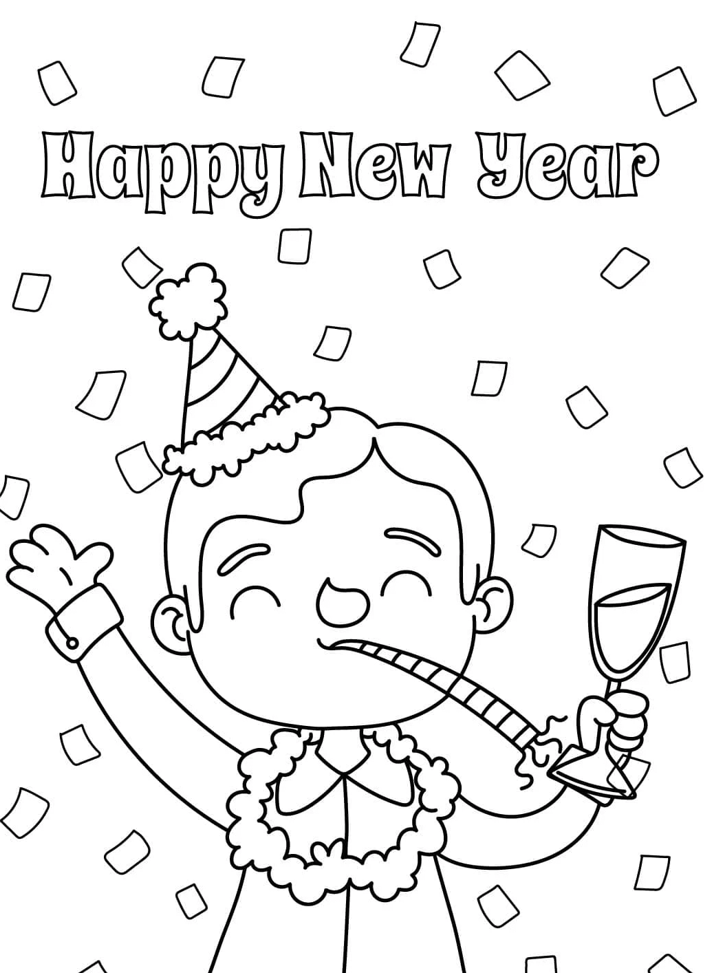 Desenho de Feliz Ano Novo 2026 para imprimir