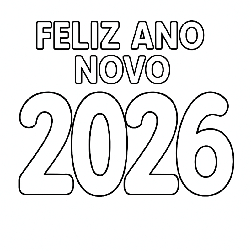 Desenho de Feliz Ano Novo 2026 para imprimir